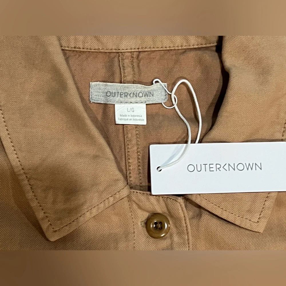 Outerknown STATION Long Sleeve Utility Jumpsuit Sand/Tan Sz L NWT $178 Linen - Picture 6 of 16